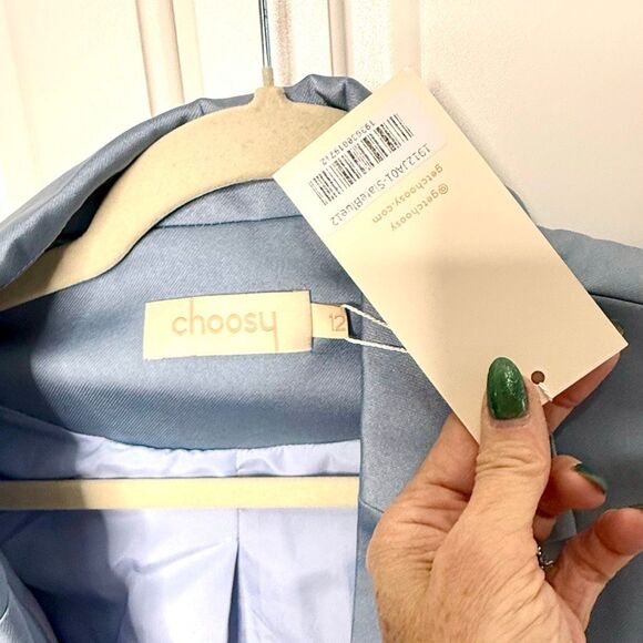 NWT choosy light blue, long-sleeved, belted blazer jacket. Size 12 - Picture 3 of 11